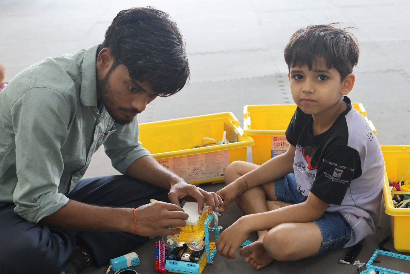 Kids at MittyVerse STEAM summer camp in Gurugram doing robotics and coding